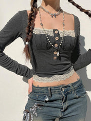 Fairy Grunge Crop Top aus Spitze