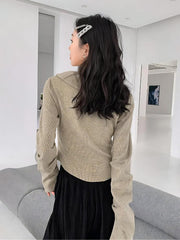 Fairy Grunge – Asymmetrische Strickjacke mit Schnürung