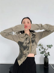 Fairy Grunge – Asymmetrische Strickjacke mit Schnürung