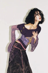 Fairy Grunge Schulterfreies Netzoberteil