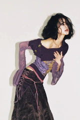 Fairy Grunge Schulterfreies Netzoberteil