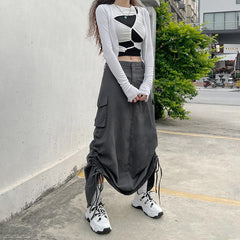 Falda larga de paracaídas con diseño grunge de hadas