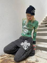 Oberteil mit Feen-Grunge-Print