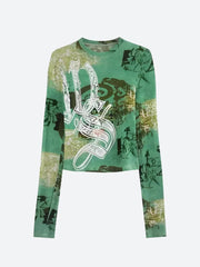 Oberteil mit Feen-Grunge-Print