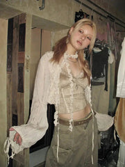 Fairy Grunge – Kurzer Cardigan mit Rüschen