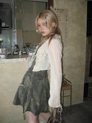 Fairy Grunge – Kurzer Cardigan mit Rüschen