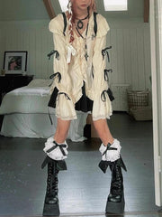 Fairy Grunge Rüschen-Top mit Schnürung