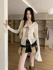 Fairy Grunge Transparentes Spitzentop