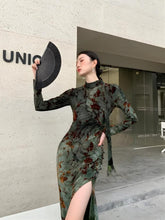 Fairycore – Geblümtes Qipao-Minikleid mit Schlitz