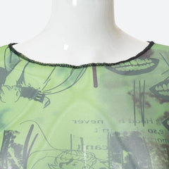 Fairycore – Kurzes Netztop mit Schlitz