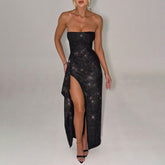 Fall Socialite Elegant Slim Fit Shiny Tube Top Split