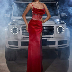 Fall Elegant Dress Rhinestone Velvet Embellished Collar Sling Cocktail Party Dress