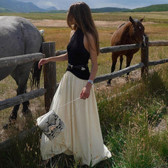 Fall Loose Backless Stitching Pleated Slim Mop Dress