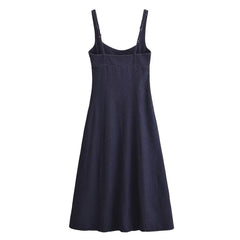 Fall Simple Thin Denim Midi Dress