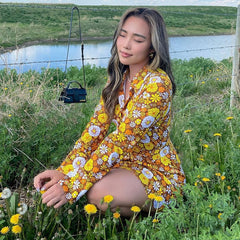 Minivestido floral de manga larga