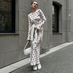 French Printed Bell Sleeve Casual Maxi Dress