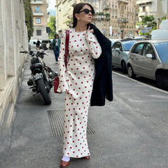 French Printed Bell Sleeve Casual Maxi Dress