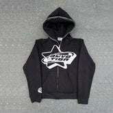 Schwarzer Hoodie mit durchgehendem Reißverschluss