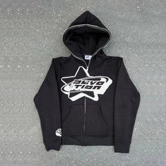 Schwarzer Hoodie mit durchgehendem Reißverschluss