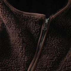 Teddy-Hoodie mit Trichterhals und Reißverschluss