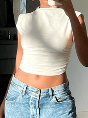 Lässiges, kurzes Tanktop mit gerafftem Bauchnabel