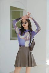 Grafisches Mesh-Top für Damen mit Print