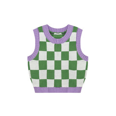 Green & Lavender Checkered Vest