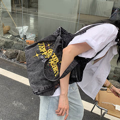 Bolso vaquero con corazón psicodélico y genial