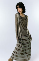 Grunge Asymmetrisches Langarm-Spitzentop