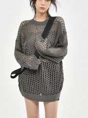 Grunge Häkelstrickpullover