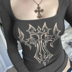 Grunge Cross Gebleichtes Top