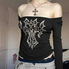 Grunge Cross Gebleichtes Top