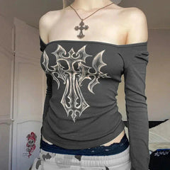 Grunge Cross Gebleichtes Top