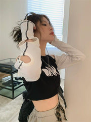 Grunge-Crop-Top mit Cut-Outs