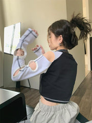 Grunge-Crop-Top mit Cut-Outs