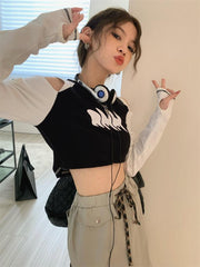 Grunge-Crop-Top mit Cut-Outs