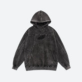 Grunge Dark Washed Bestickter Hoodie
