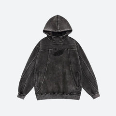Grunge Dark Washed Bestickter Hoodie