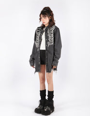 Lange Jeansjacke im Grunge-Stil