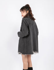 Lange Jeansjacke im Grunge-Stil