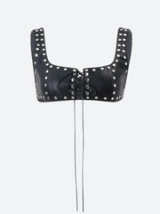 Grunge – Kurzes Oberteil aus Kunstleder mit Schnürung