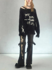 Flauschiger Grunge-Strickpullover