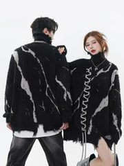 Flauschiger Grunge-Pullover mit Schnürung