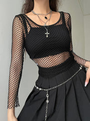 Grunge Langärmliges Netztop