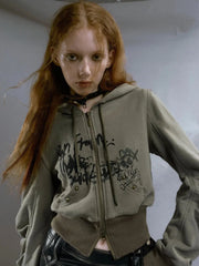 Grunge Hoodie mit gerüschten Ärmeln