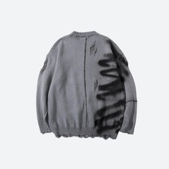 Grunge Sprühfarbe Distressed Strickpullover