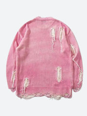 Grunge-Pullover mit Quasten im Used-Look