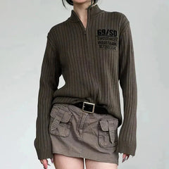 Grunge-Cardigan mit Reißverschluss