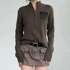 Grunge-Cardigan mit Reißverschluss