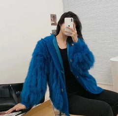 Women Thick Fur Knitted Hoodies